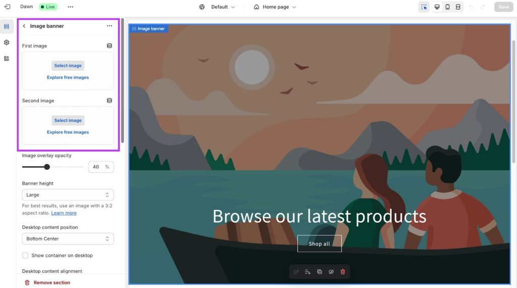 change the two header images to a blue background