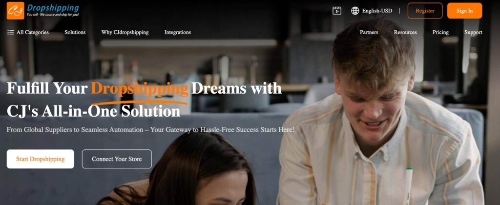 CJ Dropshipping website