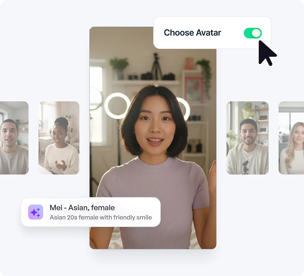 Choose avatar step in AI ad generator