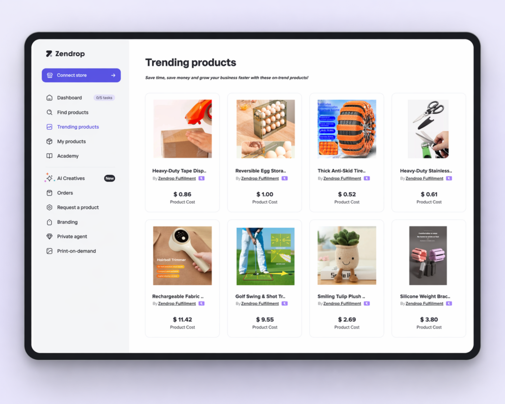 zendrop ai trending products